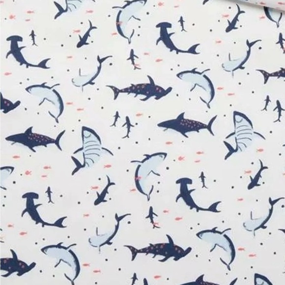 Pillowfort Shark Twin sheet set Soft White Blue NEW - Picture 2 of 8